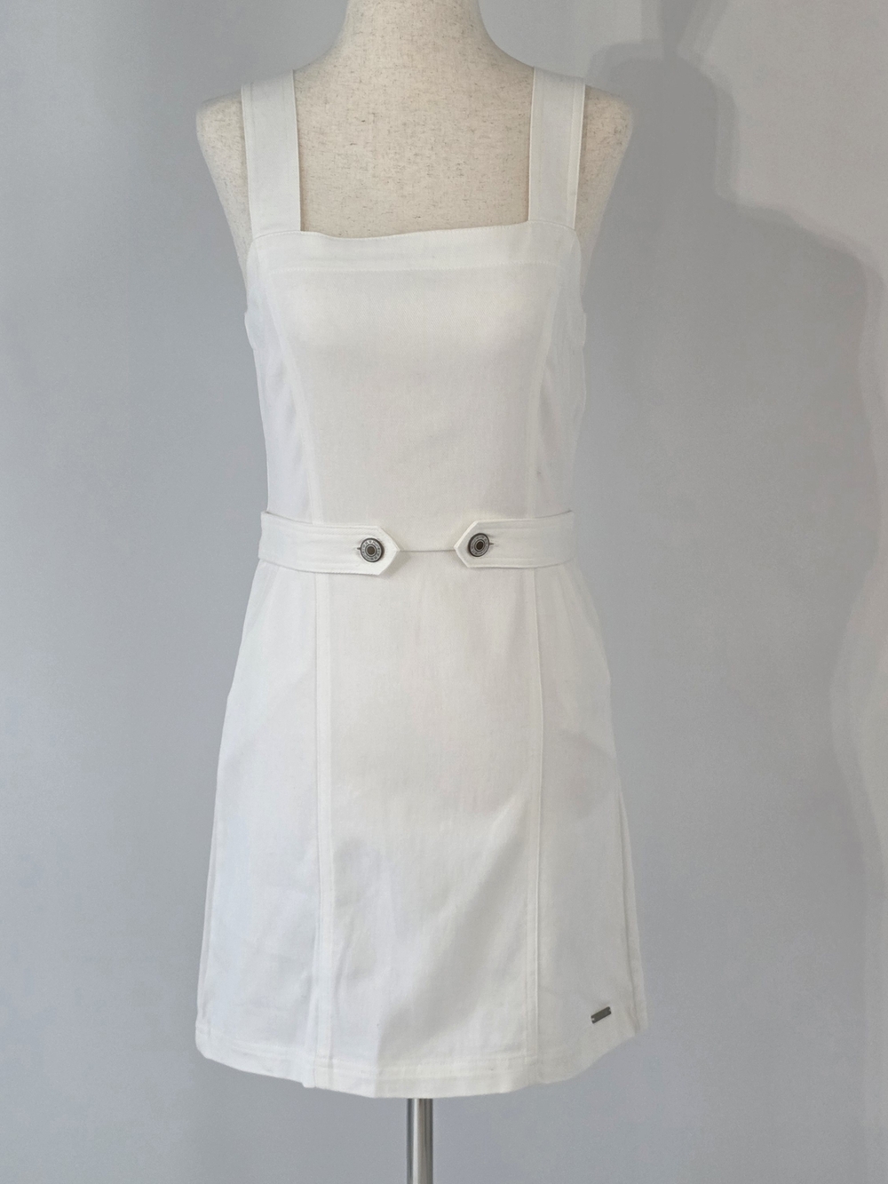 Hurley White Tracy Overall Style  Mini Dress w/ Pockets Juniors Size XSmall